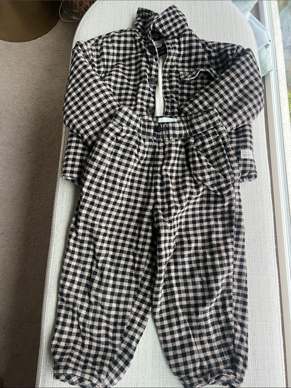 Ara Black & Cream Checked Kids Jogger Set
